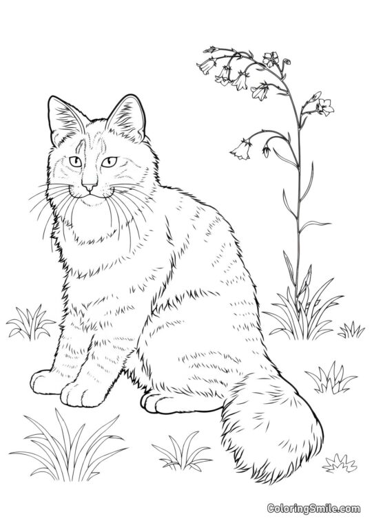 100+ Kolorowanki z Kotami Kot i Dzwonki - Kolorowanka