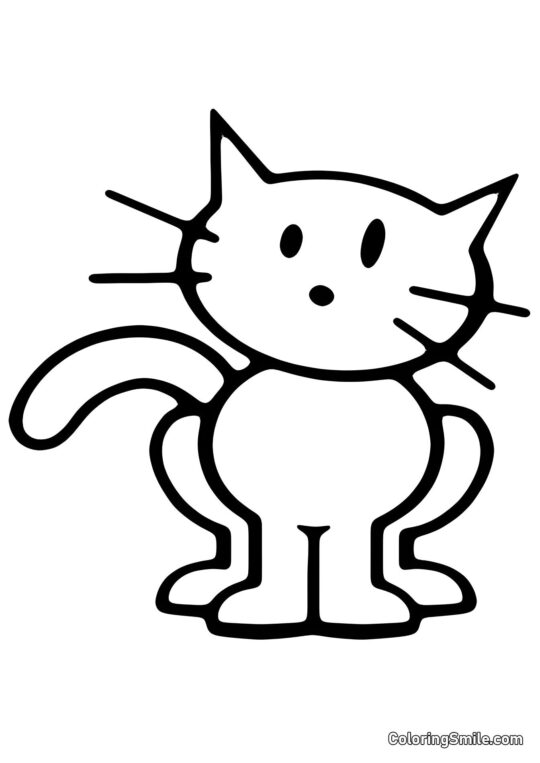 100+ Kolorowanki z Kotami Szkicowy Kot - Kolorowanka