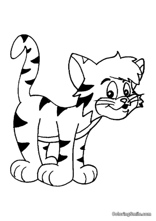 100+ Kolorowanki z Kotami Złośliwy Paskowany Kot - Kolorowanka
