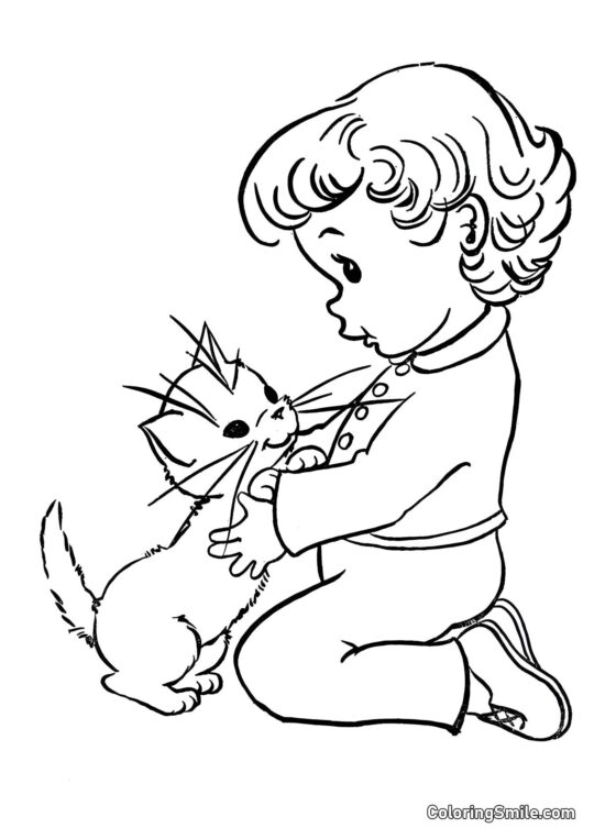 100+ Kolorowanki z Kotami Delikatny Kociak - Kolorowanka