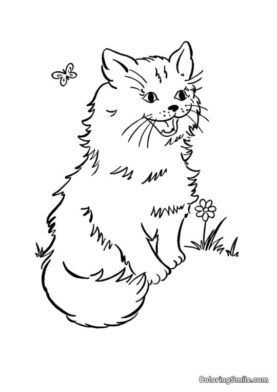 100+ Kolorowanki z Kotami Szczęśliwy Kot - Kolorowanka