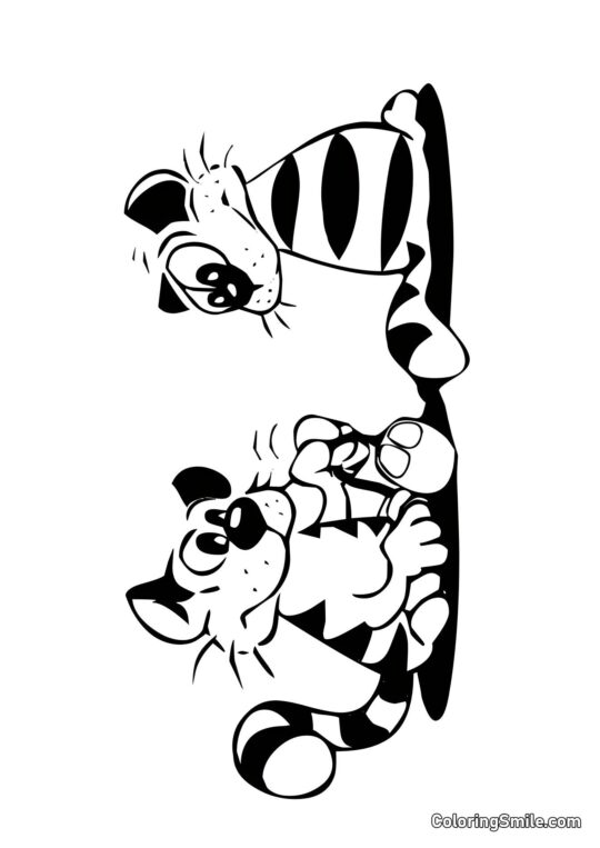 100+ Kolorowanki z Kotami Paskowane Kocięta - Kolorowanka