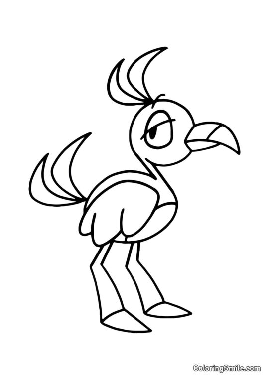 Růžový pták Opila - Omalovánka