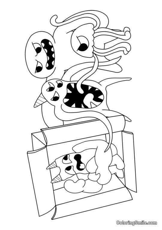 Banban se schovává v krabici - Omalovánka