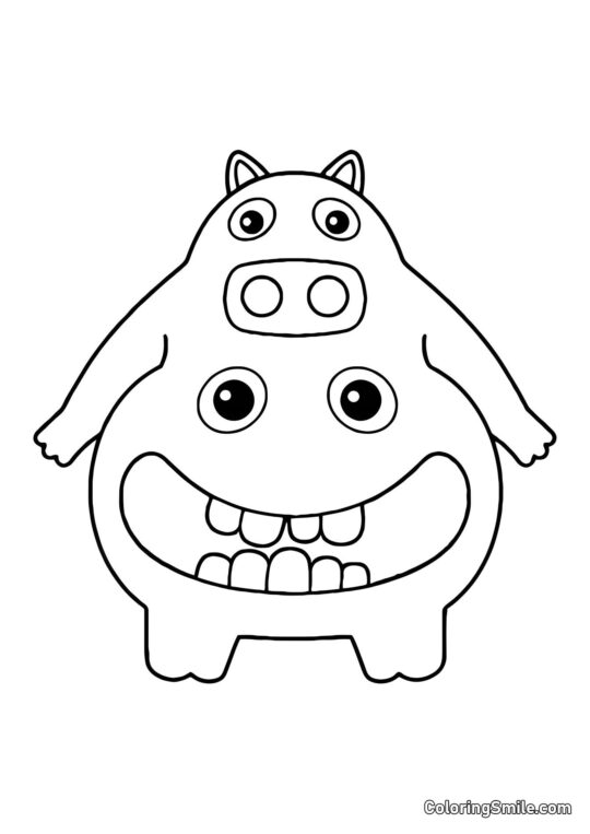 Růžový Kuchař Pigster z Banban školky - Omalovánka