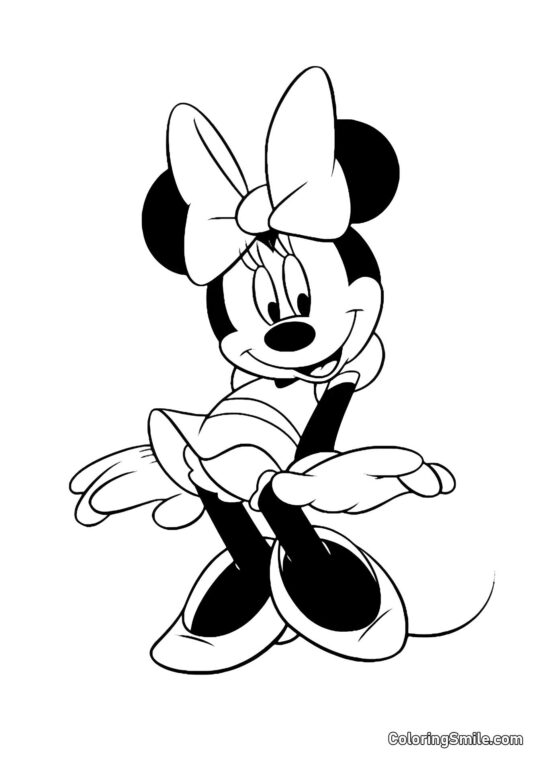 Minnie com um laço grande - Página para Colorir