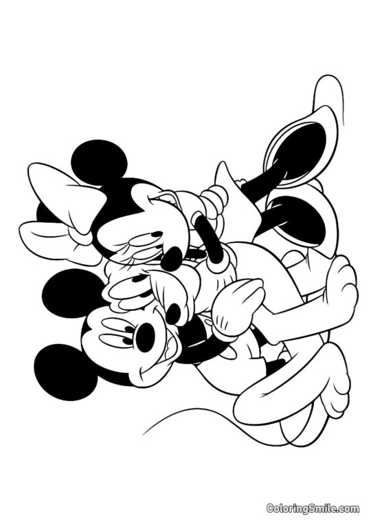 Mickey, Minnie e Pluto - Página para Colorir