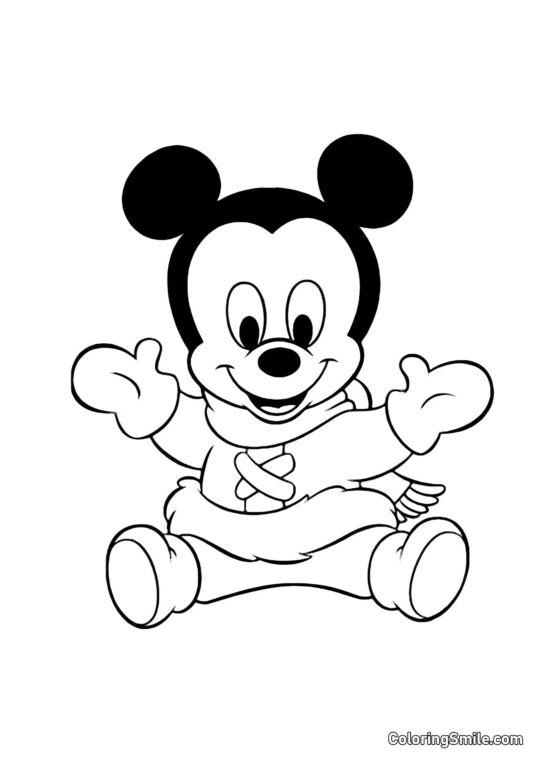 Bebê Mickey Mouse - Página para Colorir