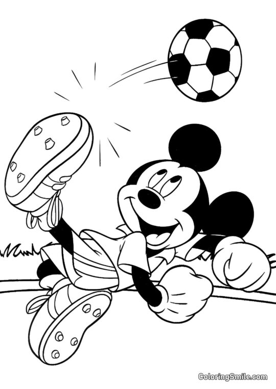 Mickey Mouse jogando futebol - Página para Colorir