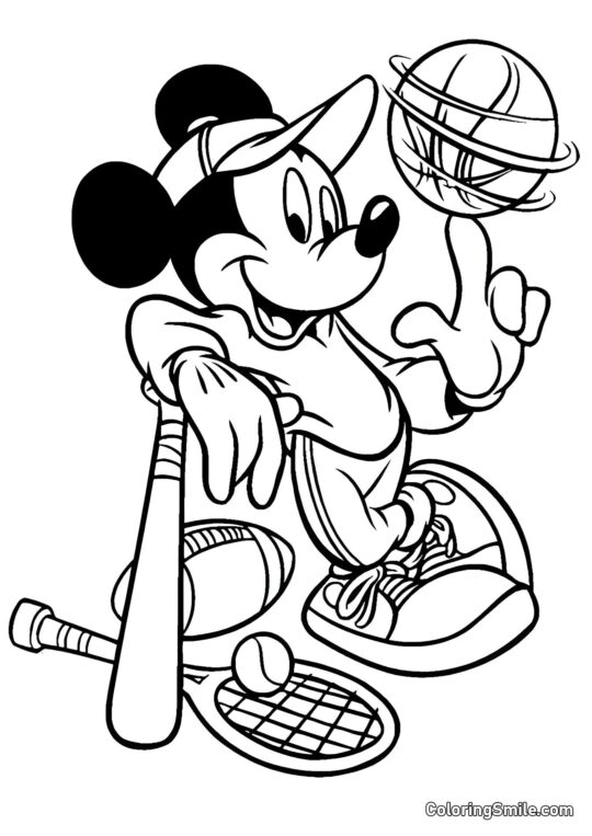 Mickey Mouse praticando esportes - Página para Colorir