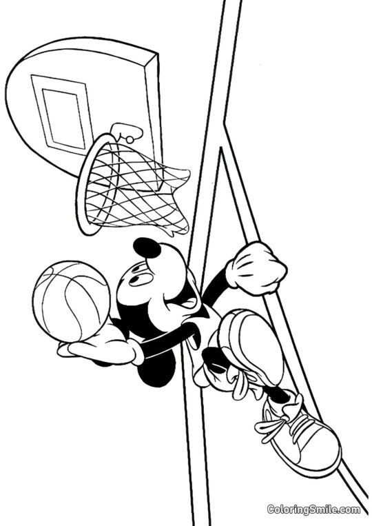 Mickey Mouse jogando basquete - Página para Colorir