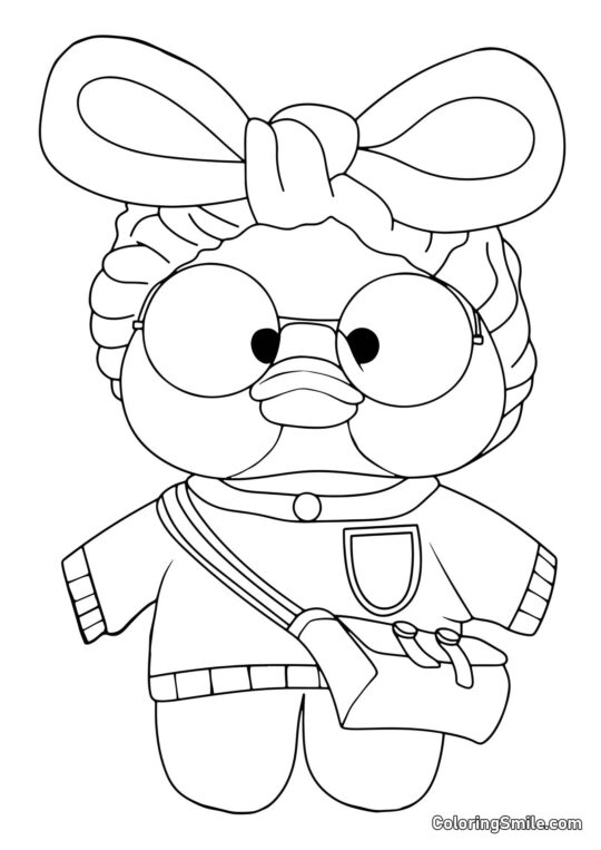 Lalafanfan Ausmalbilder Lalafanfan Ente mit schönem Bogen - Ausmalbild