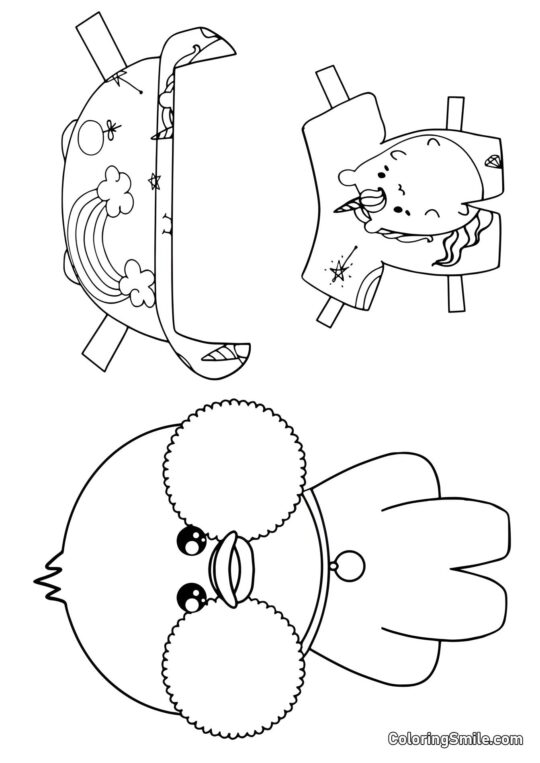 Lalafanfan Ausmalbilder Lalafanfan mit Kleidung (Einhorn-Pyjama) - Ausmalbild