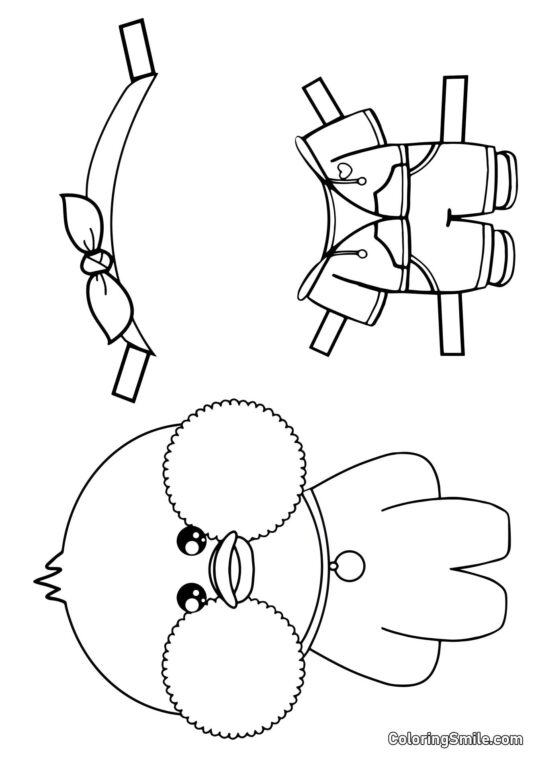 Lalafanfan Ausmalbilder Lalafanfan mit Kleidung (Hoodie, Hose und Haarband) - Ausmalbild