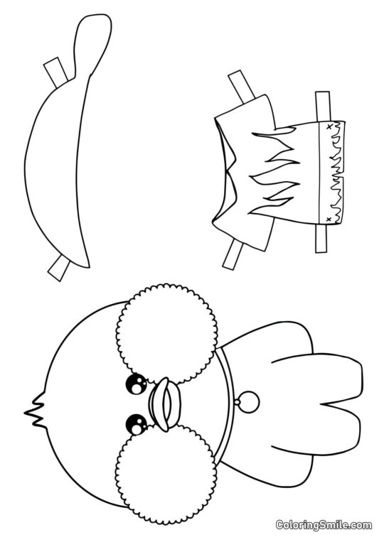 Lalafanfan Ausmalbilder Lalafanfan mit Kleidung (Top, Shorts und Bandana) - Ausmalbild