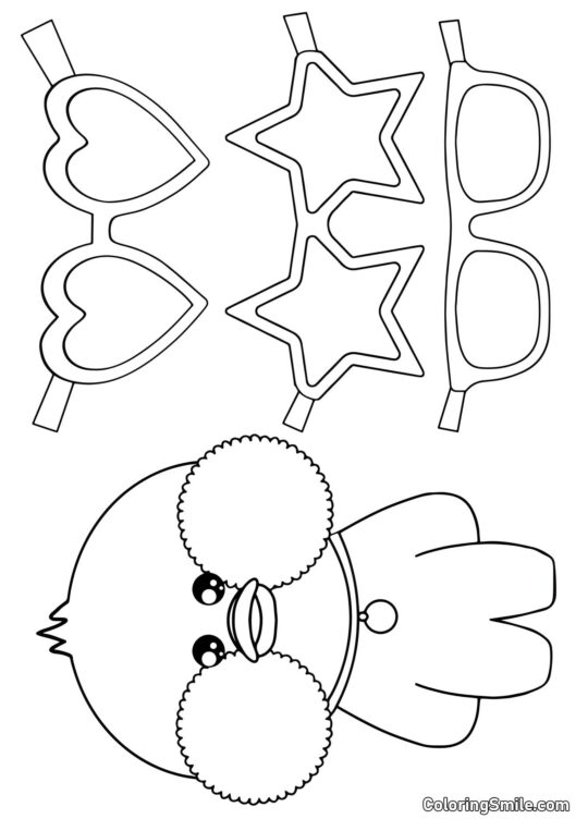 Lalafanfan Ausmalbilder Lalafanfan mit ausgeschnittenen Brillen - Ausmalbild