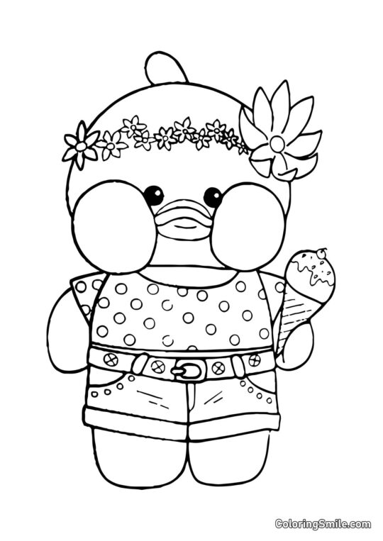 Lalafanfan Ausmalbilder Lalafanfan mit Eiscreme - Ausmalbild