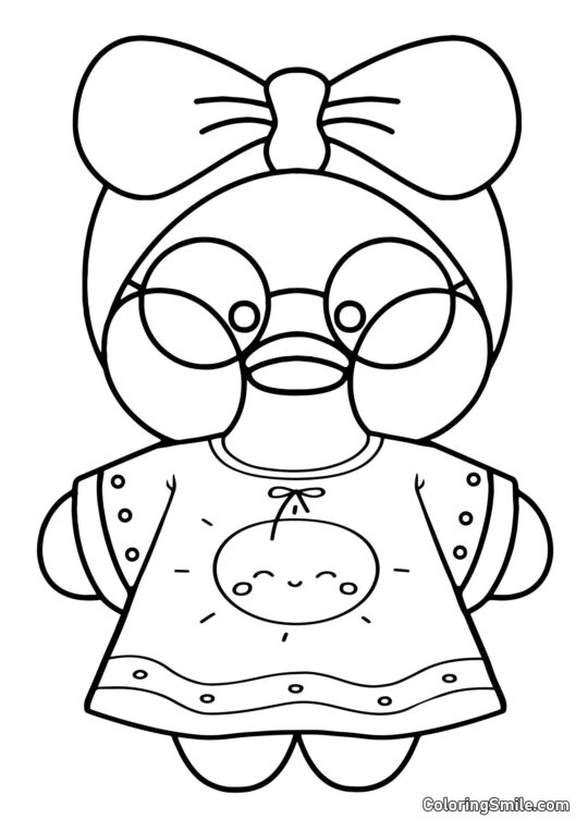 Lalafanfan Ausmalbilder Lalafanfan Ente in einem schönen Kleid - Ausmalbild