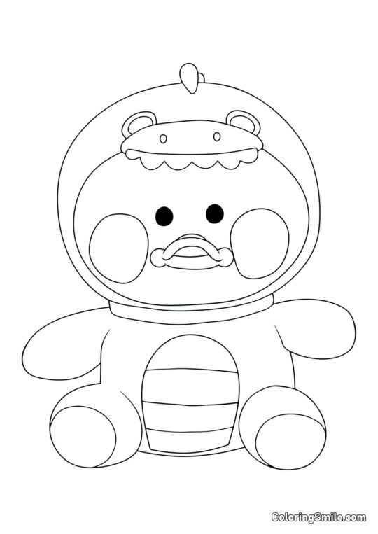 Lalafanfan Ausmalbilder Lalafanfan Ente im Dinosaurier-Kigurumi - Ausmalbild