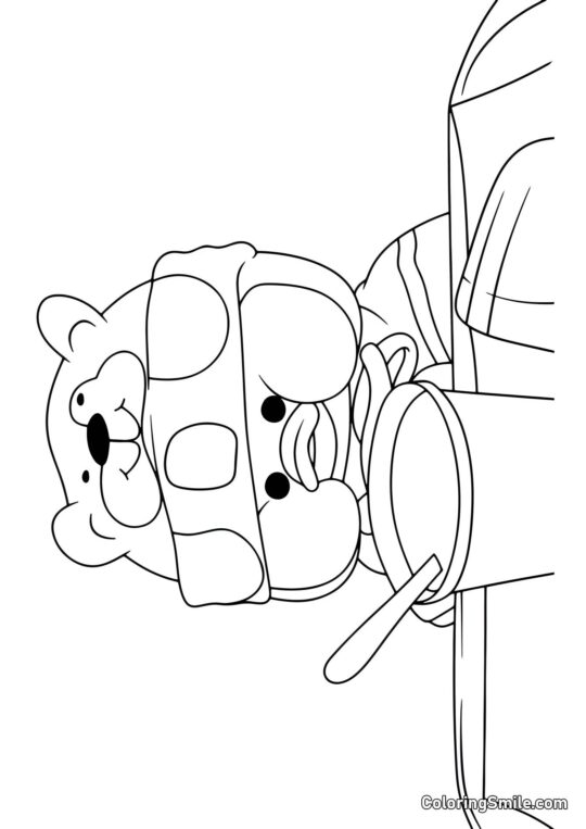 Lalafanfan Ausmalbilder Lalafanfan Ente beim Essen - Ausmalbild