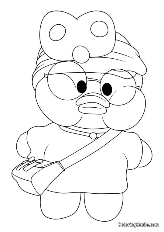 Lalafanfan Ausmalbilder Lalafanfan Ente mit Schlafmaske - Ausmalbild