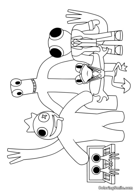 Tous les Rainbow Friends ensemble - Page de Coloriage