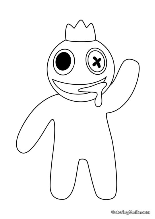 Bleu des Rainbow Friends salue - Page de Coloriage