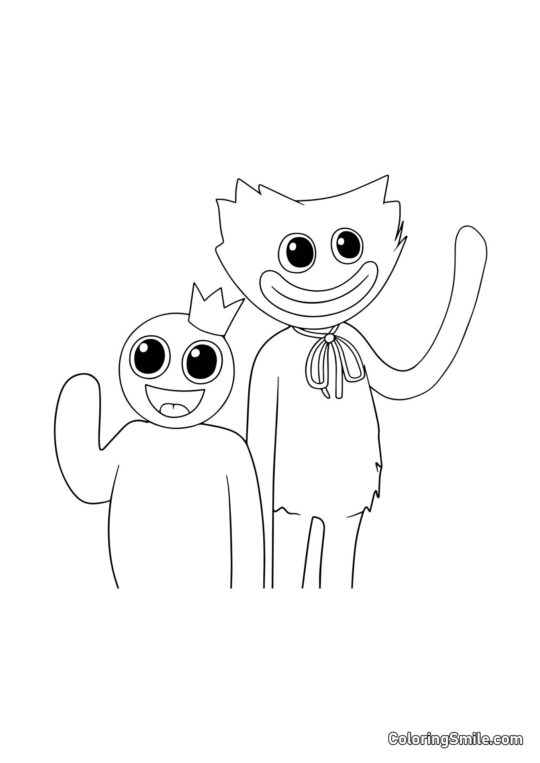 Bleu et Huggy Wuggy - Page de Coloriage