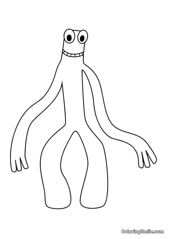 Vert souriant des Rainbow Friends - Page de Coloriage