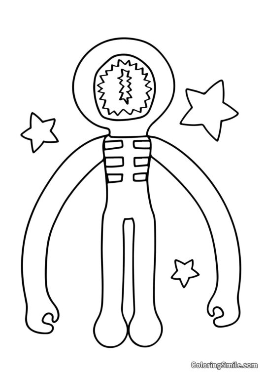Ami rouge avec une bouche dentée - Page de Coloriage