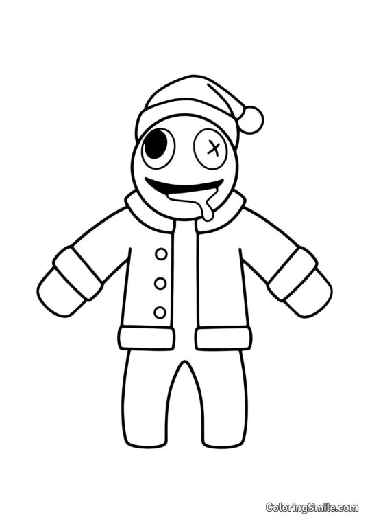 Bleu avec un chapeau de Noël - Page de Coloriage