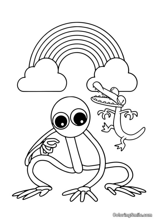 Violet et Orange des Rainbow Friends - Page de Coloriage