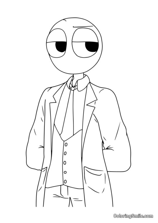 Rouge des Rainbow Friends en blouse de médecin - Page de Coloriage