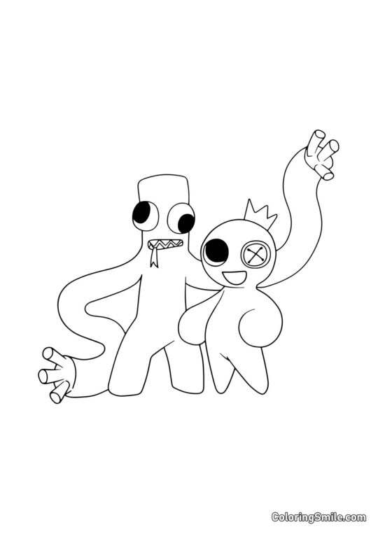 Vert et Bleu des Rainbow Friends - Page de Coloriage