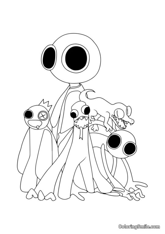 Tous les héros des Rainbow Friends - Page de Coloriage