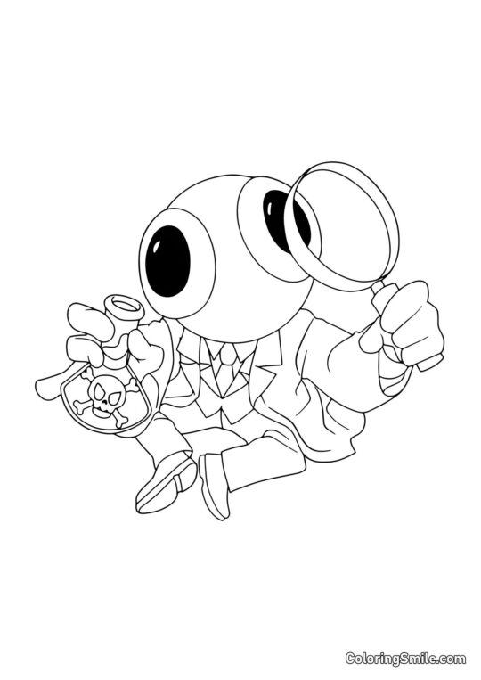 Arc-en-ciel avec poison et loupe - Page de Coloriage