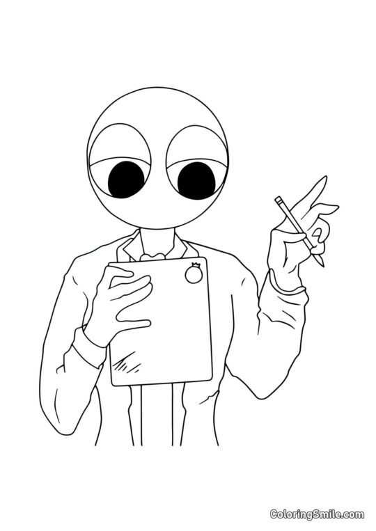 Rouge avec un crayon - Page de Coloriage