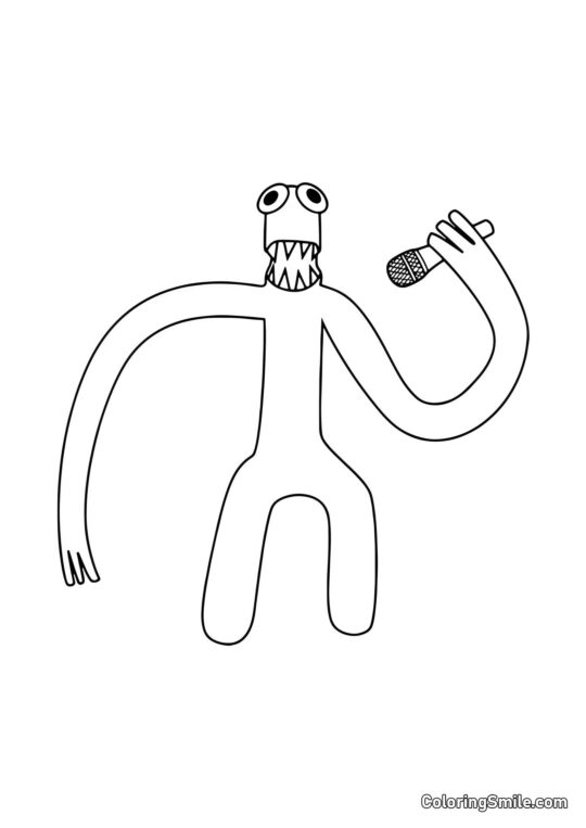 Vert avec un microphone - Page de Coloriage