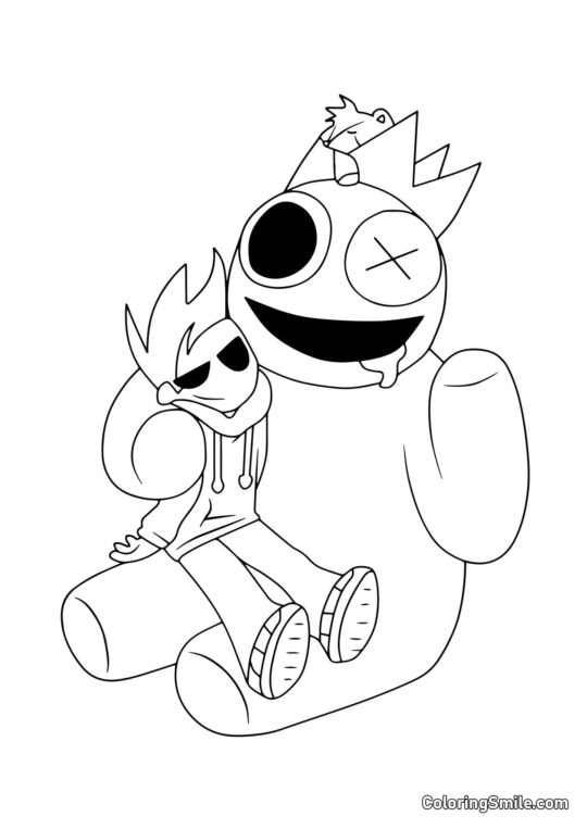 Bleu se détend avec un joueur - Page de Coloriage