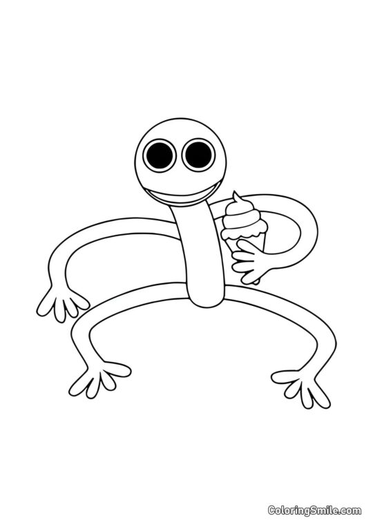 Violet des Rainbow Friends avec une glace - Page de Coloriage