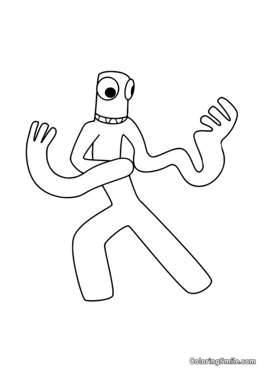 Vert avec de longs bras - Page de Coloriage