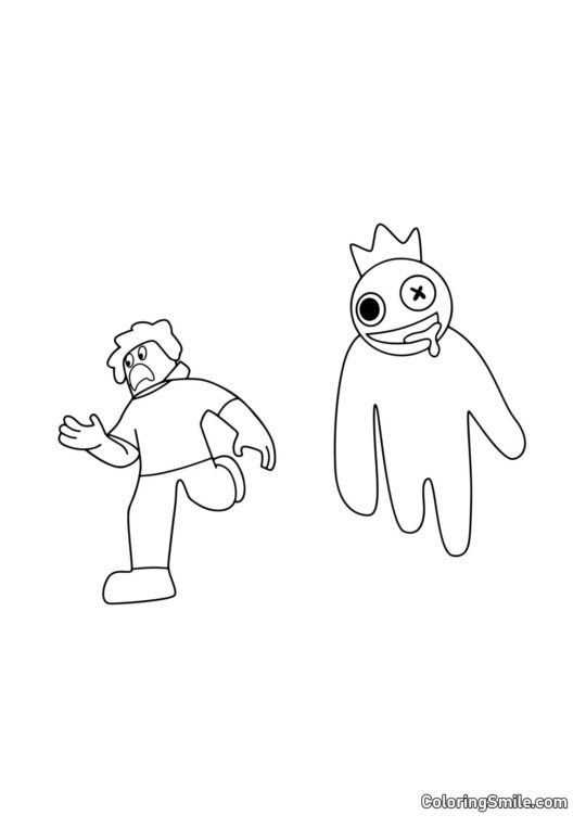 Bleu poursuit un joueur - Page de Coloriage