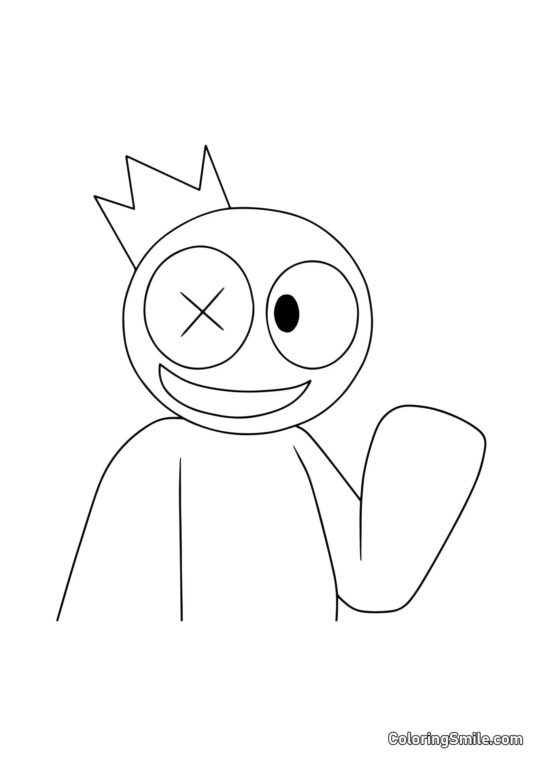 Ami bleu arc-en-ciel mignon - Page de Coloriage