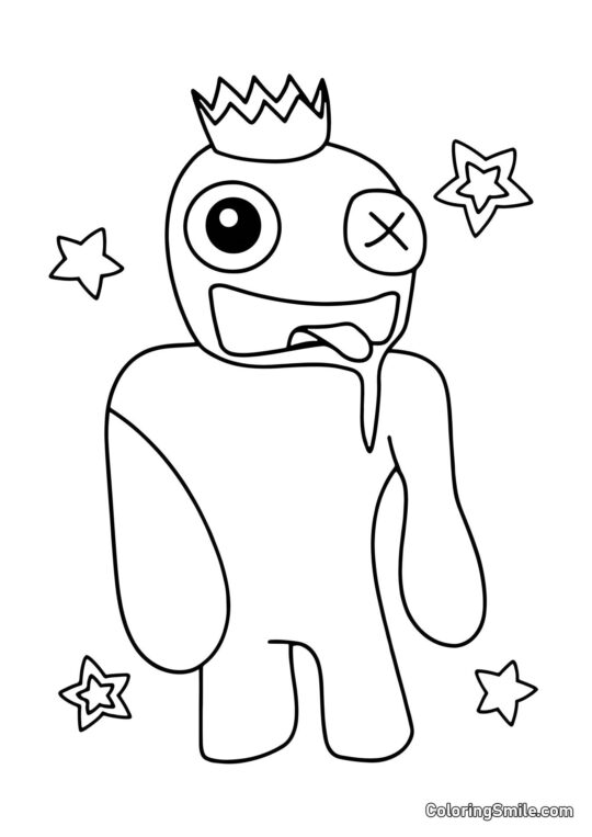 Ami bleu arc-en-ciel - Page de Coloriage