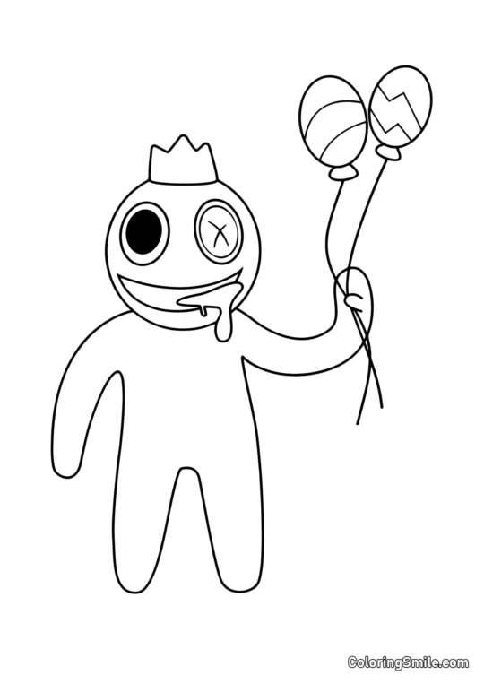 Bleu avec des ballons - Page de Coloriage