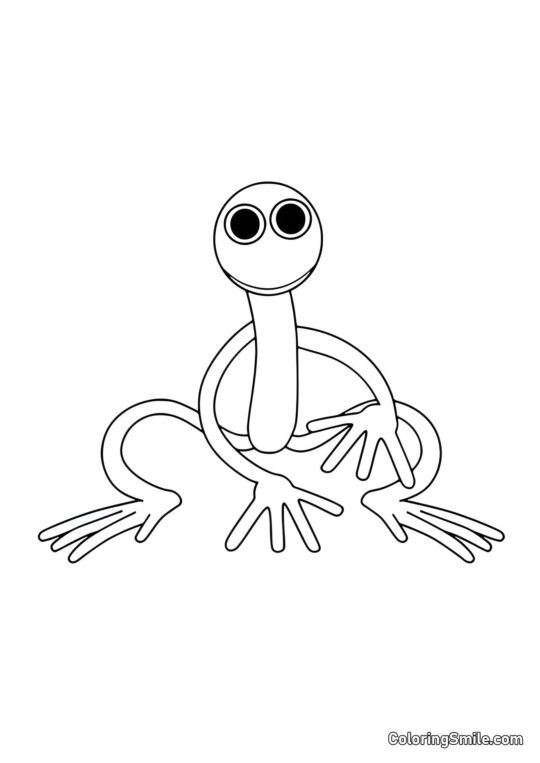 Violet des Rainbow Friends assis - Page de Coloriage