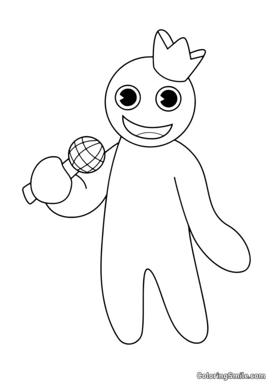 Bleu avec un microphone - Page de Coloriage