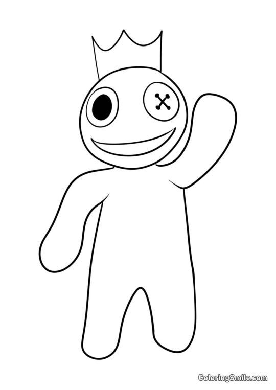 Bleu des Rainbow Friends fait un signe de la main - Page de Coloriage