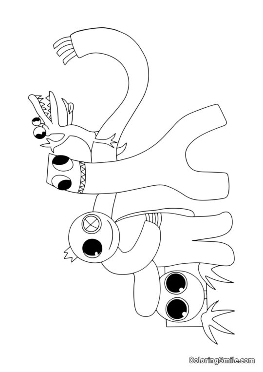 Rainbow Friends joyeux - Page de Coloriage