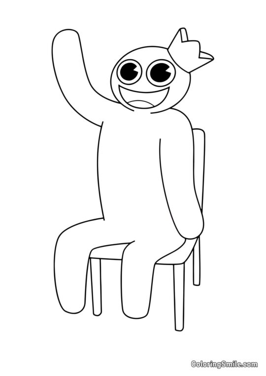 Bleu assis sur une chaise - Page de Coloriage